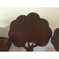 Metalen bomen set op houten voet (roest kleur)