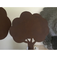 Metalen bomen set op houten voet (roest kleur)