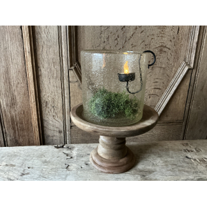 Houten schaal met PTMD windlicht en glashaak