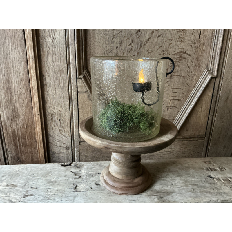 Houten schaal met PTMD windlicht en glashaak