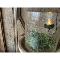 Houten schaal met PTMD windlicht en glashaak