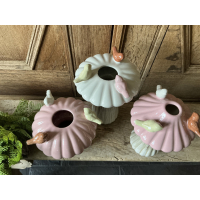 Set paddestoel vazen met lieve vogeltjes