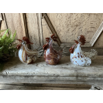 Set van 3 glazen kippen