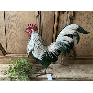 Groot metalen kip creme groen