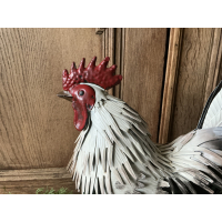 Groot metalen kip creme groen