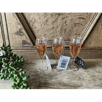 Set van 3 luxe kersthangers glas champagne
