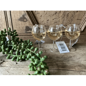 Set van 3 luxe kersthangers glas witte wijn