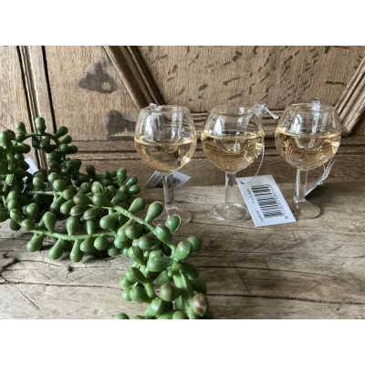 Set van 3 luxe kersthangers glas witte wijn
