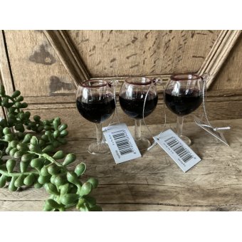 Set van 3 luxe kersthangers rode wijn