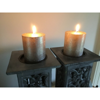 Houten kandelaar grijs 26 cm hoog