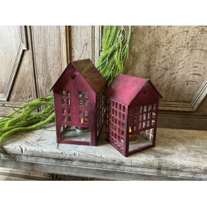 Set Mulberry metalen windlicht huisjes