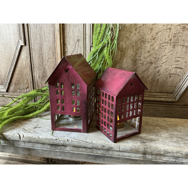 Set Mulberry metalen windlicht huisjes