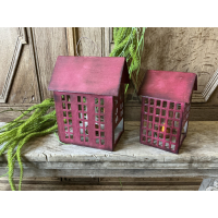 Set Mulberry metalen windlicht huisjes