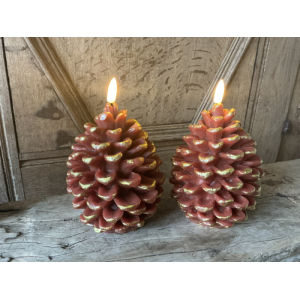 Set grote led dennenappels rood bruin