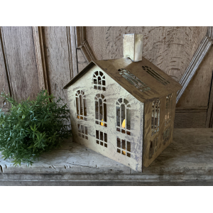 Windlicht huis peach