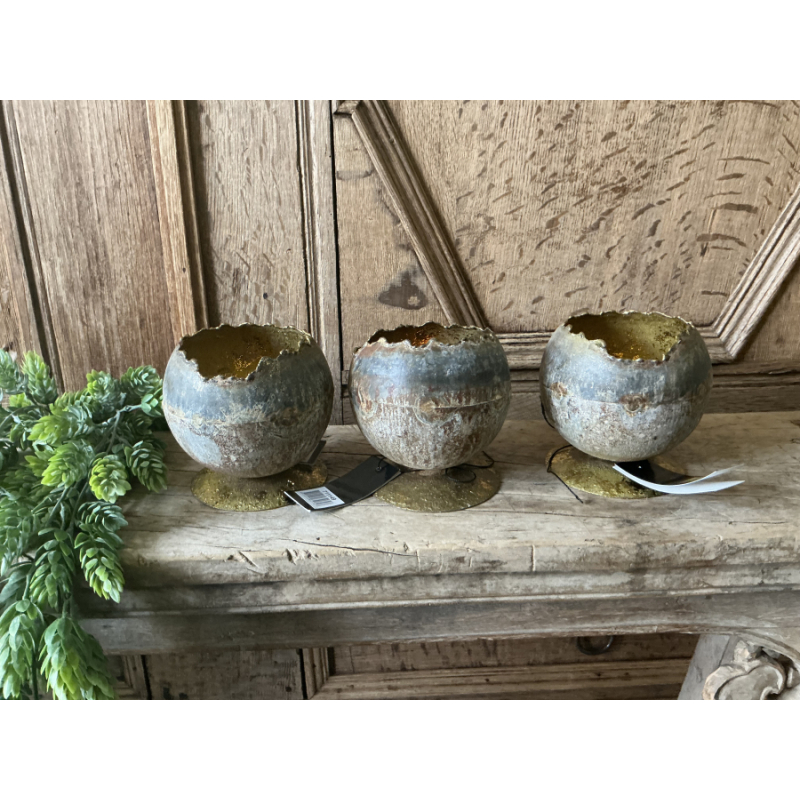 Set van 3 PTMD Surri metalen windlichtjes 