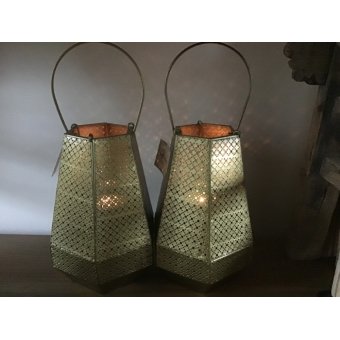 Koper kleurige lantaarns (windlichten)