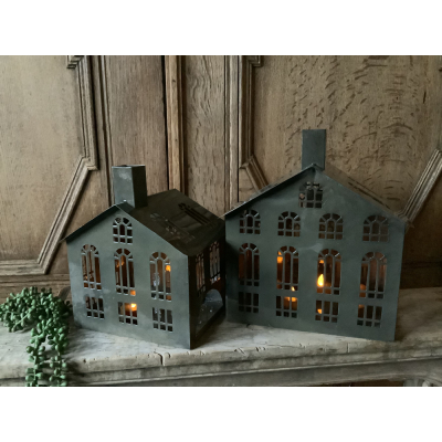 Set grote windlicht huizen groen Set grote windlicht huizen groen