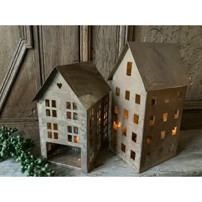 Set waxinelicht huisjes goud met ophanglus Set waxinelicht huisjes goud met ophanglus