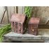 Set Amber metalen windlicht huisjes