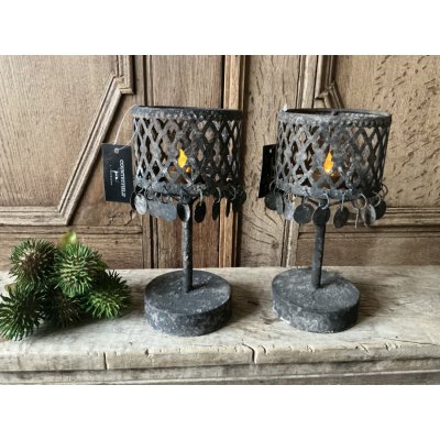 Mooi metalen windlicht met schijfjes