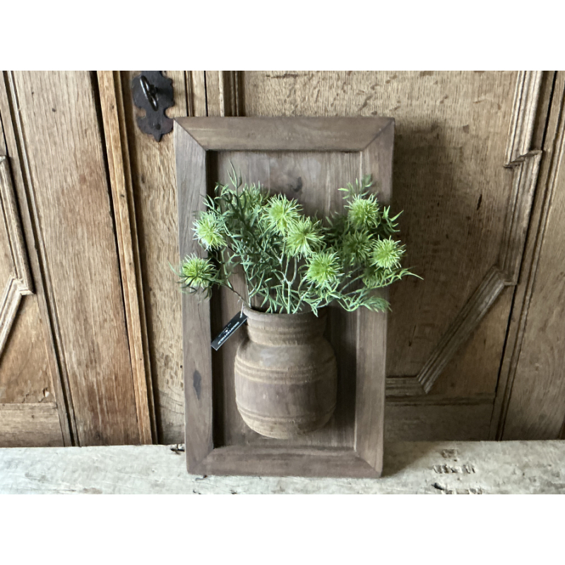 Houten vaas paneel met kunsttakken