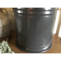 Blikken opbergbak emmer met houten deksel