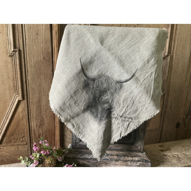 Shabby doek Schotse Hooglander grijs