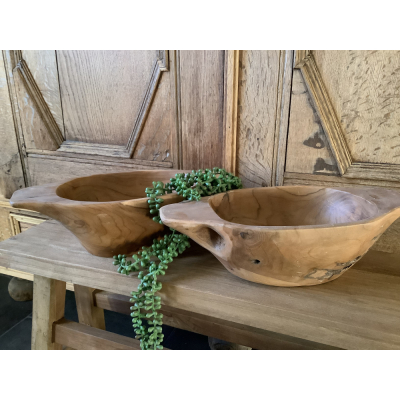 Teak houten schaal met 2 handvaten Teak houten schaal met 2 handvaten