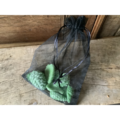 Zakje met 10 geurblokjes dennenappeltjes 